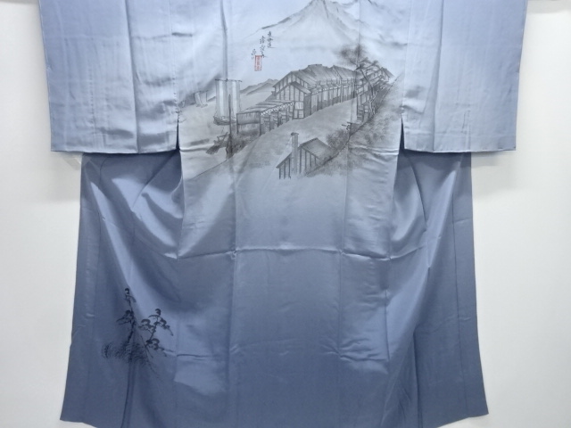 JAPANESE KIMONO / ANTIQUE MENS JUBAN / SILK / 53 STATIONS OF THE TOKAIDO